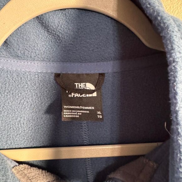North Face women’s slate blue 1/4 zip cropped fleece pullover size XL - Picture 3 of 5